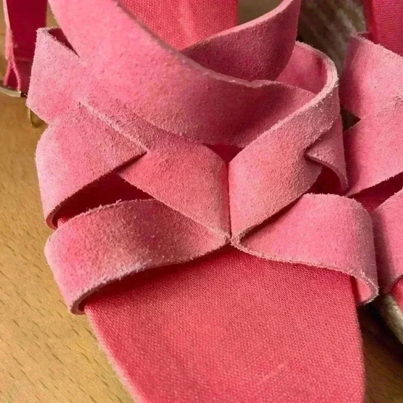 NEW Cole Haan CRYSTAL WEDGE Pink Fuschia Suede Sandals - Picture 8 of 11